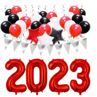2023 New Year Balloons مجموعة Red Christmas Air Globos عيد الميلاد استحمام الطفل عيد ميلاد التخرج ديكورات حفلة الأطفال هدايا CPA4463 BB1114