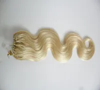100g Micro Ring Hair Extensions Blonde Color Body Wave Micro perle Remy Extensions de cheveux humains Micro Loop Extensions de cheveux 1gs 100G1985256