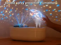 1000ML Air Humidifier Aroma Diffuser Rechargeable With Two Sprayers Projection Night Light Essential Oil Diffusers Steam Maker 210