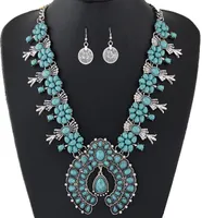 Bohemian Schmucksets f￼r Frauen Vintage afrikanische Perlen Schmuck Set t￼rkism￼nze Statement Halskette Ohrringe Set Fashion Jewelry2915465