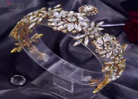 Coiffes de front en or Diamant Wedding Tiara Baroque Crystal Bridal Headwear Crown Rimistone Bijoux Accessoires Bridal CR7985463