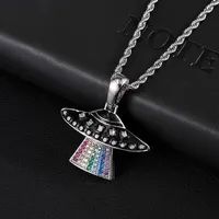 D&Z Micro Paved Colorful Cubic Zirconia Alien Pendant Necklace For Men's Hip Hop Iced Out Jewelry Bijoux2395