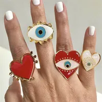 Bohemia Women Rings Eyes Love Heart Ble White Drop Silver Ring Set Fashion Wedding Sward Jewelry Accessory3017