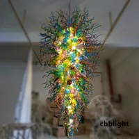 Moderna kristallkronor lampor Multif￤rg 48x96 tum handgjorda bl￥sade glas ljuskrona ljus borosilikat murano stil glas konform hantverk lr1175