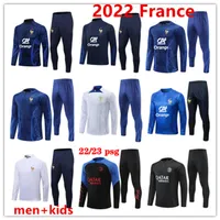 2022 French Fra nce Tracksuit World Soccer Cup Jersey Benzema Mbappe Equipe de Full Sets Kids Men 22/23 PSGS voetbaltrainingspak Half Pull Long Sleeve Chandal Futbol