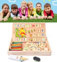 Wooden Math Toys Baby Educational Clock Cognition Math Toy with Blackboard Chalks Children Wooden Educative Toys8339399