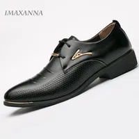 Dress Shoes IMAXANNA Mens Fashion Pointed Toe Lace Up Men's Business Casual Leather Oxfords Big Size 38-48 221121