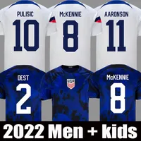 2022 Fans Jugador Pulisic Aaronson Soccer Jersey USA Men Kids Kits 2023 Mundial de la Copa de los Estados Unidos Camisa de fútbol América Top Tailandia Reyna McKennie Dest