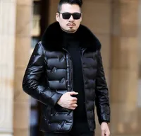 Men039s Down Parkas Leather Jacket Men 90 White Duck Mid length Casual Thickened Fur Collar 2210242385110