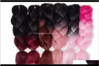Bulks Qp Two Tone Colored Crochet Braids Hair 24quot60Cm 100GPc Synthetic Ombre Jumbo Braiding Extensions 1Jbjb Ldwm31209042