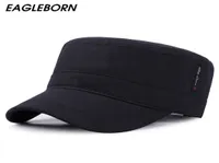 Eagleborn 2020 Klassiker Vintage flacher oberer Herren gewaschener Kappen und Hutverstellbarer dicker Mütze Winter warme Militärhüte für Männer T5219003