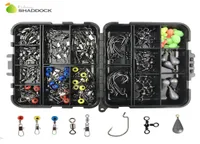 Shaddock 160pcsbox Accessories Hooks Swivels Lead Sinrosher مع Ring Carp Fishing Tackle Boxes C181106016868549