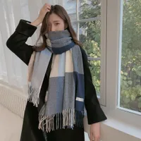 Designer Knitted Scarf Set Men&#039;s and Women&#039;s Winter Fashion Cashmere Luxury Plaid Tassel Cashmeres like Scarfes Mid length Warm Keeping Shawl Neck wj
