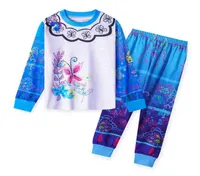 Dziewczyna Encanto piżama dzieci niebieskie różowe nadruk mirabelowe topy i spodni 2 szt. Strój dla dzieci
