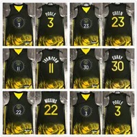 6 Patch Imprimé personnalisé 2022-23 Nouveaux maillots de basket-ball 30 Curry 11 Klay 22 Andrew Thompson Wiggins 23 Draymond 3 Poole Green