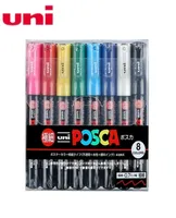 Uni Mitsubishi Posca PC1M Paint Marker Writing Pen ExtraFine Tip 07mm 8 Colors Set Poster Waterbased Advertising Pen Y2007098682023