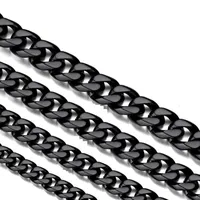 Chains Stainless Steel Miami Cuban Link Necklaces Black For Men Women Basic Punk Jewelry Choker 3MM 5MM 7MM 13MM350m
