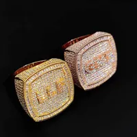 Unisex Fashion Men Women Gold Gold Full Cz Diy Custom Letters anillos Buen regalo para amigo