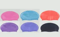 2022 Whole 6Colours Multicolor Unisex Silicone Solid Swimming Cap for Long Hair Waterproof Diving Cap Professional Swimming Ha7464050