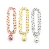 Braceletas para mujeres Cadena de joyer￭a de la cadena de joyer￭a de perla coloreada Pulsera de doble muelle de oro/ plata con marca de Navidad como regalo de Navidad para bodas