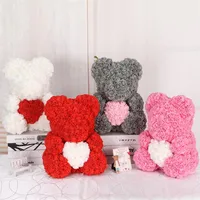 Drop 40cm Rose Bear Heart Artificial Flower Rose Teddy Bear For Women Valentine's Wedding Birthday Christmas Gift T2001032427