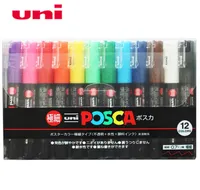 UNI POSCA PC1M 12color Suit Advertising Pen Graffiti Highlight Pen Propylene Round Head Mark 07 Waterbased Handpainted Y200707315516