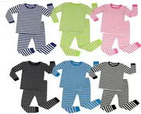 新しい秋のフルスリーブストライプスーツ子供用パジャマベビーガールピンクナイトウェア100コットンナイトウェアピジャマセット幼児PJ