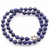 Choker Vintage Charms Женское ожерелье натуральное египетское лазил Lazuli 10 мм 10 мм круглые камни для бусин -бусинок Цепные модные украшения A726