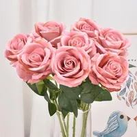 Flanell Rose Realistische künstliche Rosen Blumen für Valentinstag Hochzeit Brautdusche Hausgarten Dekorationen Großhandel EE EE