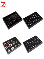 Black Velvet Stackable Jewelry Display Trays Necklace Ring Earring Holder Showcase Pendant Watch Storage Jewelry Boxes2853237