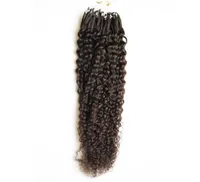 10quot26quot Micro Ring Loop Hair Extensions 100s Extensões de cabelo humano de Micro Loop Curly Loop 100g Micro Link Curly HA1075252