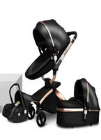Luxury Leather 3 in 1 Baby Stroller Tway Sundension 2 1 Safety Car Seat Basborn Baby Carriage Pram Fold7291683