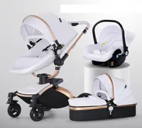 Детская коляска 3 в 1 роскошная коляска для новорожденной кожаная кожаная троллейбусная машина 360 вращающаяся детская коляска Shell6176558