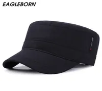 Eagleborn 2020 Klassische Vintage flache obere Herren gewaschene Kappen und Hutverstellbare dickere Mütze Winter warme Militärhüte für Männer T6267440