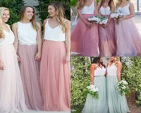 Modest Long Bridesmaid Dresses Without Blouse Tulle Skirts Tiered Ruffles Custom Made FloorLength Cheap Long Bridesmaid Skirts 209109224