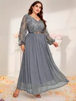 Plus size Dresses TOLEEN Plus Size Women Maxi Dress Luxury Chic Elegant Long Sleeve Embroidery Turkish African Evening Party Wedding Clothing 221121