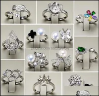 Paramètres d'anneau de perle bricolage Zircon Solid 925 Sier anneaux 16 styles pour femmes montage vide bijoux de bijoux réglable livraison de gouttes de cadeaux 2021 4725391