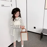Autumn spring kids clothing sets Baby Girl's Sweet Knitted Long Sleeve Cardigan sweater Dress kid Suit262I