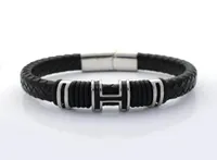Bracelet en cuir véritable rétro de 12 mm de large pour hommes bracelets de perles H en acier inoxydable avec aimant CLASP4661181