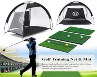Indoor Foldable Golf Hitting Cage Practice Net Trainer Training Aid Mat Driver Iron Garden Grassland Golf Training Equipment15855420