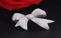 Royal Zircon Brooch Pins For Women Wedding Bridal CZ Bow Black Silver Butterfly Brooches Pins Bling Fashion Dress Ornament Gift3776691