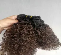 Indian Human Virgin Hair Waft ombre 1B4 Brown Curly Weaves Double Drawn 100g One Bundle6034724