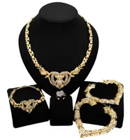 Yulaili I Love You Big Teddy Bear Heart Hug and Kiss Xoxo Necklace Jewelry Sets Assume Fridal Opring Wedding Jewellery Set X01072663787