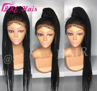 2019 New Cornrow Braid Wig Full Box Braids Hair Synthetic Lace Front Wigs Long BlackDark Brownburgundyblonde Afro -American W69996601