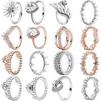 Pierścienie klastra MyBeboa Trendy 925 Srebrny pierścień Daisy Flower Blawling Heart Tiara Crown For Women Anavagement Anniversary Biżuteria