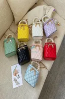 Fashion Girls pearl chain handbags kids Diamond lattice one shoulder Luxurys Designers Bags Children Messenger bag A61229035996