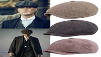 Men Beret Vintage Herringbone Gatsby Tweed Peaky Blinders Hat Newsboy Beret Hat Printemps Hiver Plat Pape Béret chapeaux Q07032467013
