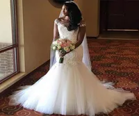 Elegant Mermaid Wedding Dresses Off The Shoulder Lace Tulle African Nigerian Wedding Gowns Floor Length Church Bridal Dresses8306409