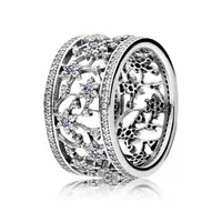 Pandora Jewelry Ring Silver와 호환 Purple Clear CZ Rings 100% 925 Sterling Silver Jewelry Whole Diy for women194d