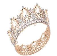Vintage Wedding Bridal Full Round Crown Tiara Crystal Rhinestone Headpice Accessoires Gold Jewelry Headress Prom Prom 6660434